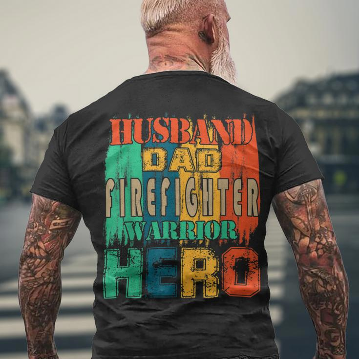 Firefighter Vintage Retro Husband Dad Firefighter Hero Matching Family V2 Men's T-shirt Back Print Gifts for Old Men