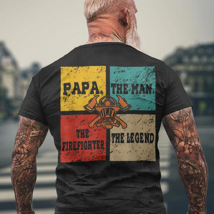 Firefighter Vintage Retro Papa Man The Firefighter The Legend V3 Men's T-shirt Back Print Gifts for Old Men
