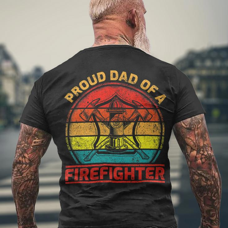 Firefighter Vintage Retro Proud Dad Of A Firefighter Fireman Fathers Day V2 Men's T-shirt Back Print Gifts for Old Men