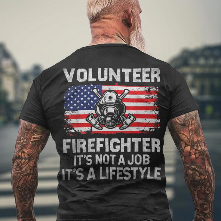 Firefighter Volunteer Firefighter Lifestyle Fireman Usa Flag Men's T-shirt Back Print Gifts for Old Men