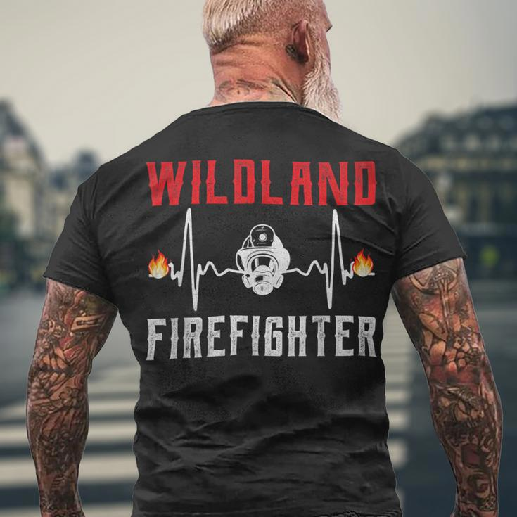 Firefighter Wildland Firefighter Fire Rescue Department Heartbeat Line Men's T-shirt Back Print Gifts for Old Men