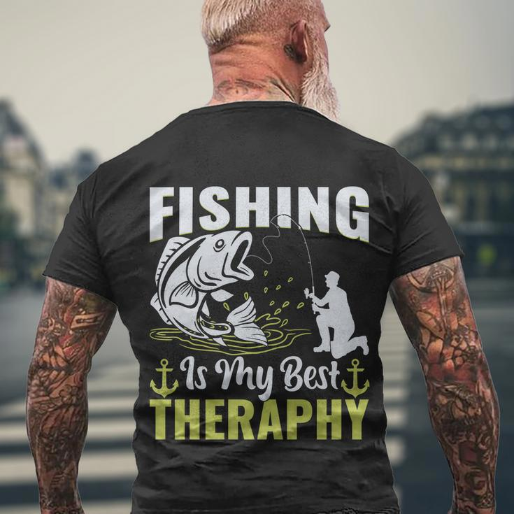 Fishing Is My Best Therapy Men's Crewneck Short Sleeve Back Print T-shirt Gifts for Old Men