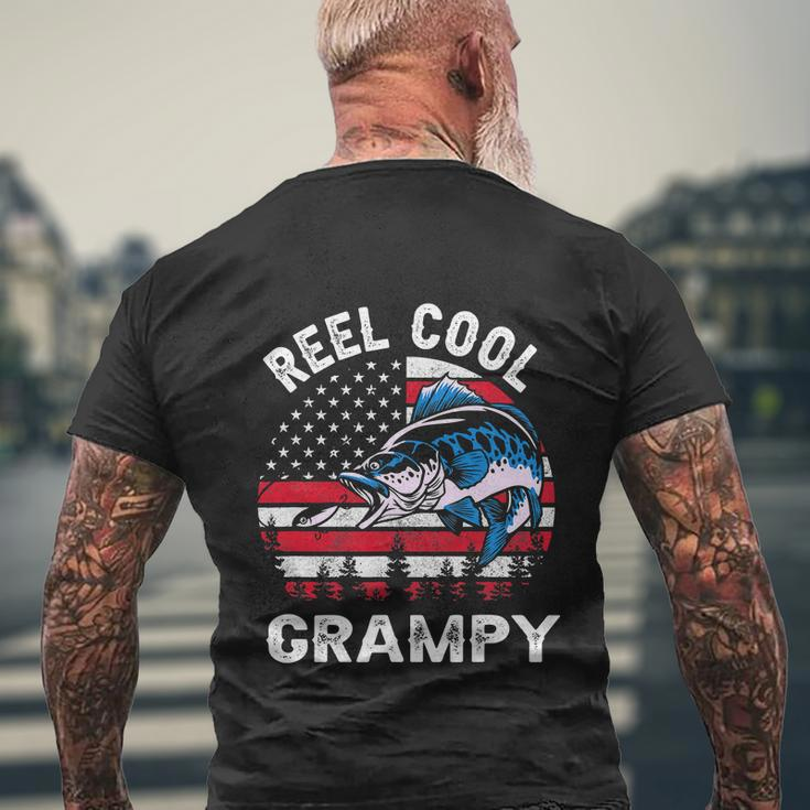 Flag Vintage Reel Cool Grampy Fishing For 4Th Of July Men's Crewneck Short Sleeve Back Print T-shirt Gifts for Old Men