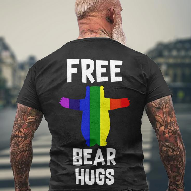 Free Bear Hugs Gay Pride Tshirt Men's Crewneck Short Sleeve Back Print T-shirt Gifts for Old Men