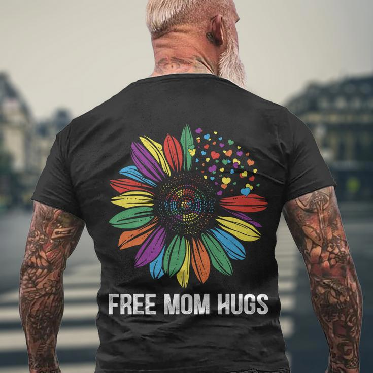 Free Mom Hugs Daisy Lgbt Pride Month Men's Crewneck Short Sleeve Back Print T-shirt Gifts for Old Men