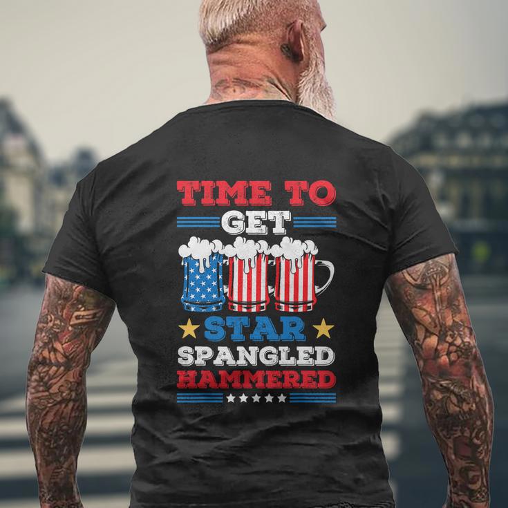 Funny 4Th Of July Time To Get Star Spangled Hammered Men's Crewneck Short Sleeve Back Print T-shirt Gifts for Old Men