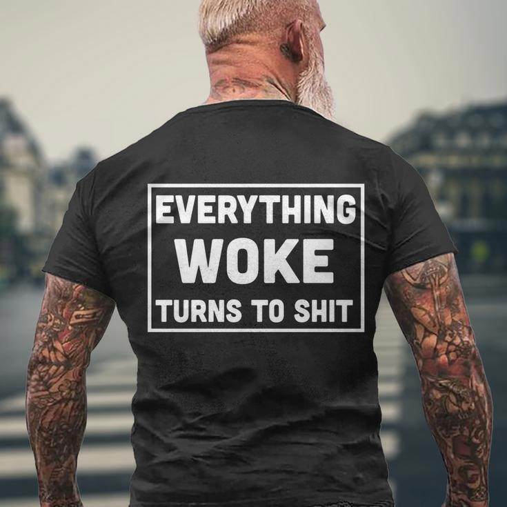 Funny Anti Biden Everything Woke Turns To Shit V2 Men's Crewneck Short Sleeve Back Print T-shirt Gifts for Old Men