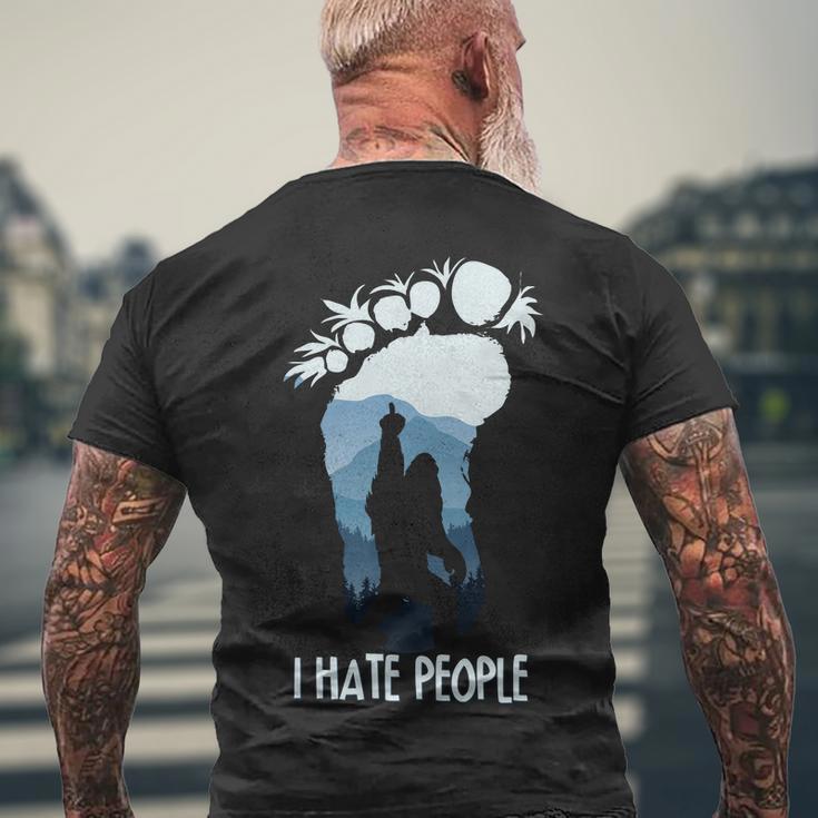 Funny Bigfoot I Hate People Men's Crewneck Short Sleeve Back Print T-shirt Gifts for Old Men