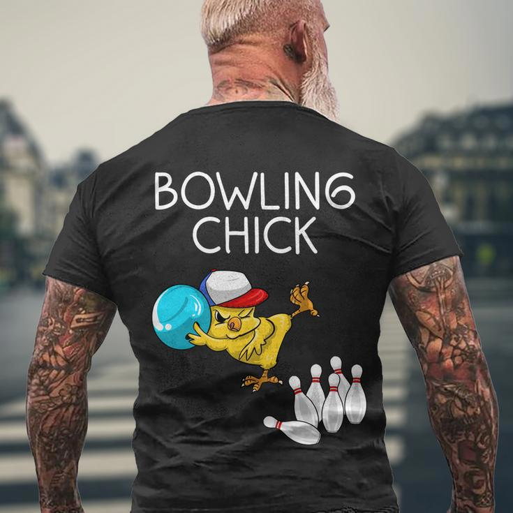 Funny Bowling Gift For Women Cute Bowling Chick Sports Athlete Gift Men's Crewneck Short Sleeve Back Print T-shirt Gifts for Old Men