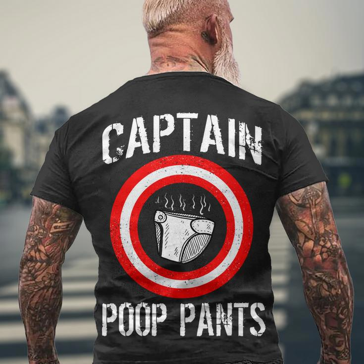Funny Captain Poop Pants Tshirt Men's Crewneck Short Sleeve Back Print T-shirt Gifts for Old Men