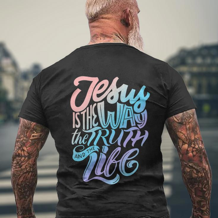 Funny Jesus Way Truth And Life Christian Bible Men's Crewneck Short Sleeve Back Print T-shirt Gifts for Old Men