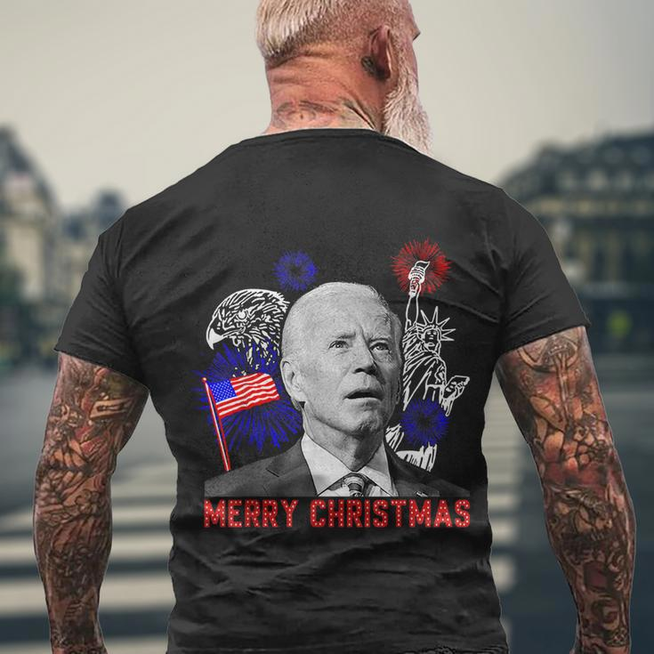 Funny Joe Biden Happy Christmas In July Usa Flag V2 Men's Crewneck Short Sleeve Back Print T-shirt Gifts for Old Men