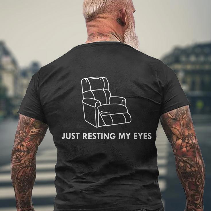 Funny Just Resting My Eyes Dad Jokes Fathers Day Men's Crewneck Short Sleeve Back Print T-shirt Gifts for Old Men