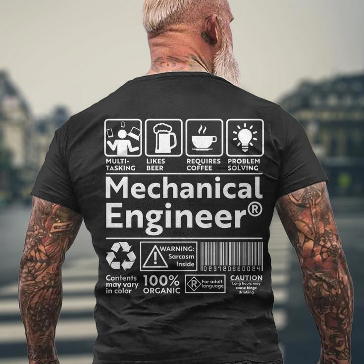 Funny Mechanical Engineer Label Men's Crewneck Short Sleeve Back Print T-shirt Gifts for Old Men