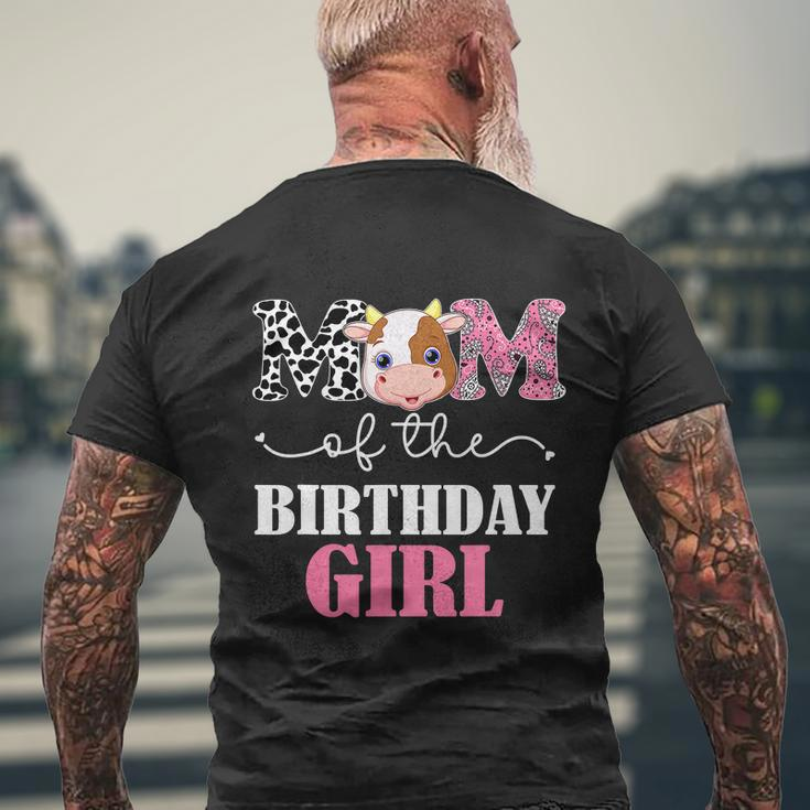 Funny Mom Of The Birthday Girl Tee Farm Cow Men's Crewneck Short Sleeve Back Print T-shirt Gifts for Old Men