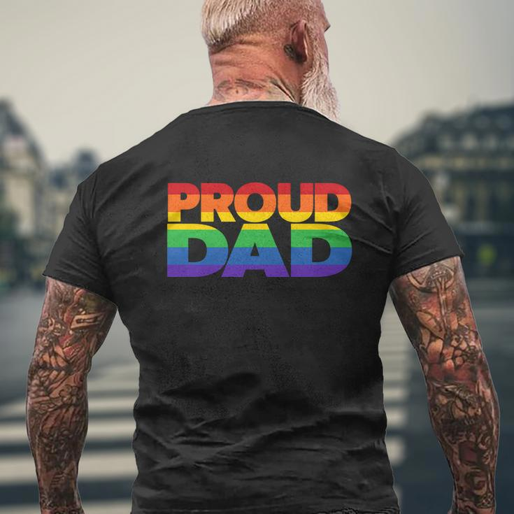 Funny Proud Dad Lgbt Gift Gay Pride Month Rainbow Flag Men's Crewneck Short Sleeve Back Print T-shirt Gifts for Old Men