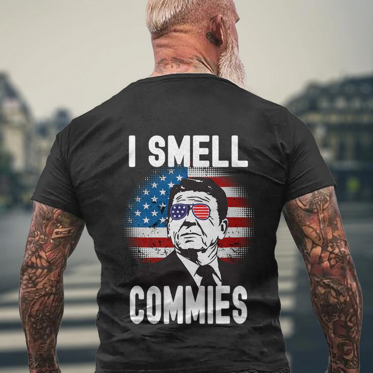 Funny Reagan Political Humor I Smell Commies Reaganomics Men's Crewneck Short Sleeve Back Print T-shirt Gifts for Old Men