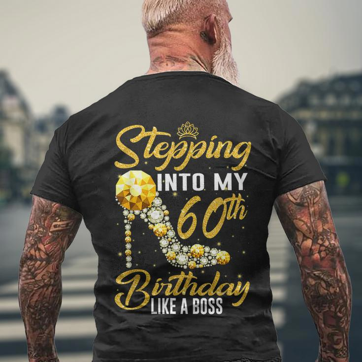 Funny Stepping Into My 60Th Birthday Gift Like A Boss Diamond Shoes Gift Men's Crewneck Short Sleeve Back Print T-shirt Gifts for Old Men
