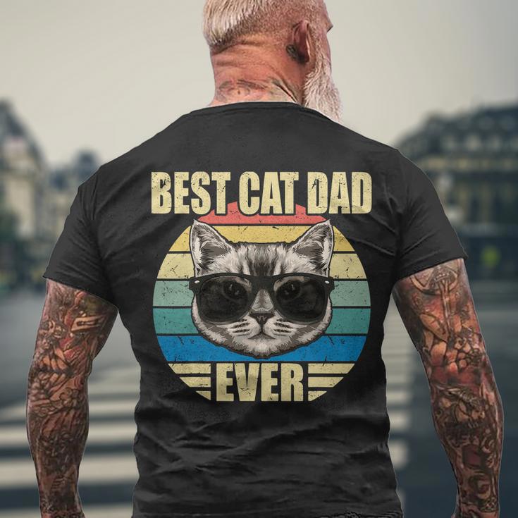 Funny Vintage Cat Daddy Tee Fathers Day Best Cat Dad Ever Men's Crewneck Short Sleeve Back Print T-shirt Gifts for Old Men