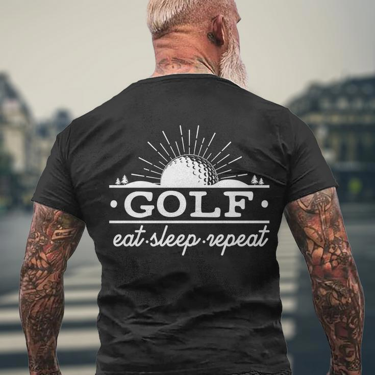 Funny Vintage Golf Eat Sleep Repeat Golfing Fan Men's Crewneck Short Sleeve Back Print T-shirt Gifts for Old Men