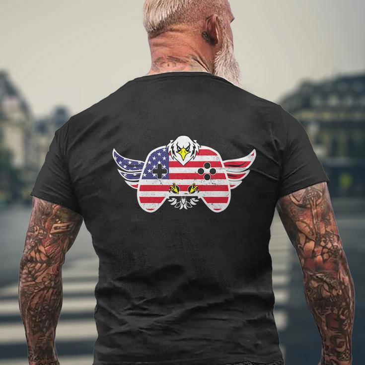 Gamer Funny 4Th Of July Video Game Eagle Men's Crewneck Short Sleeve Back Print T-shirt Gifts for Old Men