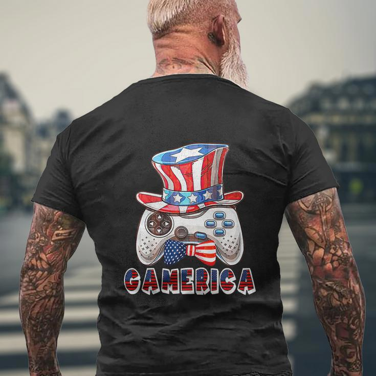 Gamerica 4Th Of July Usa Flag Men's Crewneck Short Sleeve Back Print T-shirt Gifts for Old Men