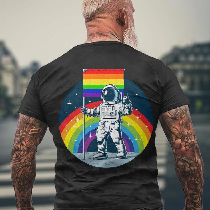 Gay Pride Astronaut Lgbt Moon Landing Men's Crewneck Short Sleeve Back Print T-shirt Gifts for Old Men