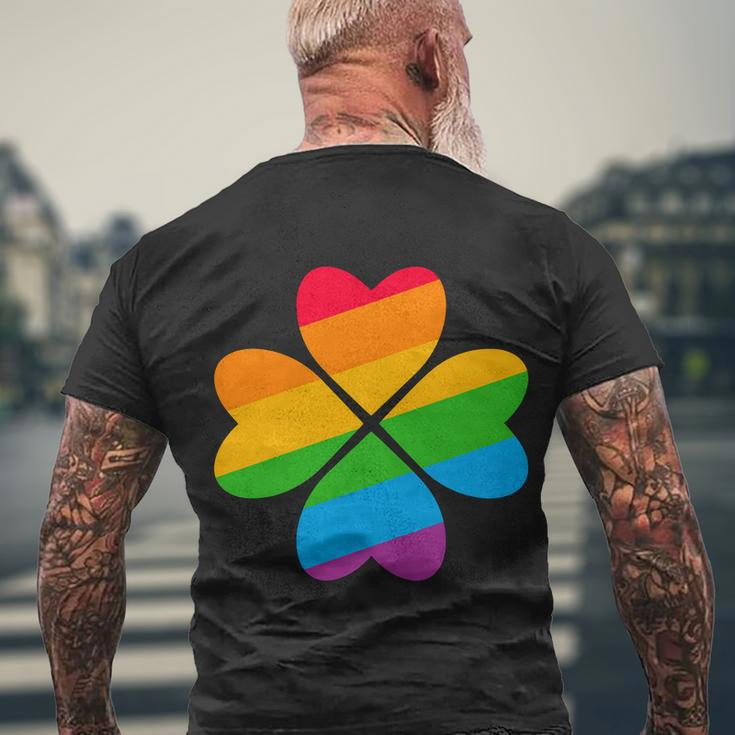 Gay Pride Flag Shamrock Lgbt St Patricks Day Parade Men's T-shirt Back Print Gifts for Old Men