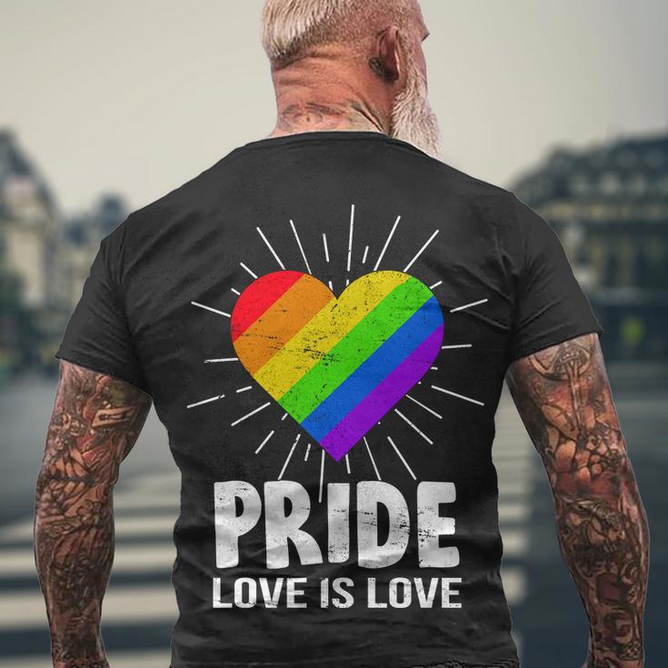 Gay Pride Love Is Love Lgbt Men's Crewneck Short Sleeve Back Print T-shirt Gifts for Old Men