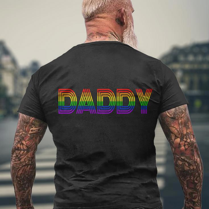 Gay Pride Proud Daddy Lgbt Men's Crewneck Short Sleeve Back Print T-shirt Gifts for Old Men
