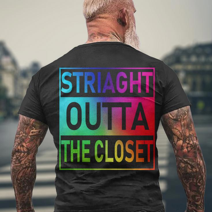 Gay Pride Straight Outta The Closet Tshirt Men's Crewneck Short Sleeve Back Print T-shirt Gifts for Old Men