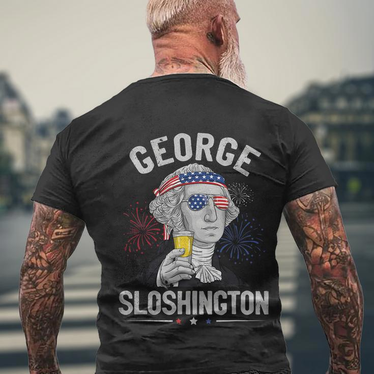 George Sloshington Washington Funny 4Th Of July Usa American Men's Crewneck Short Sleeve Back Print T-shirt Gifts for Old Men