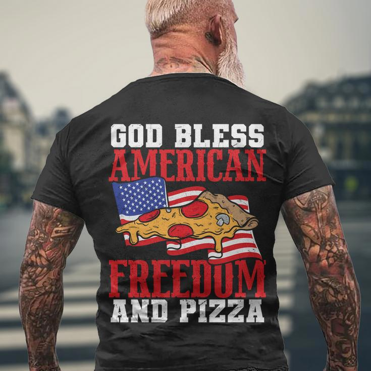 God Bless American Freedom And Pizza Plus Size Shirt For Men Women And Family Men's Crewneck Short Sleeve Back Print T-shirt Gifts for Old Men