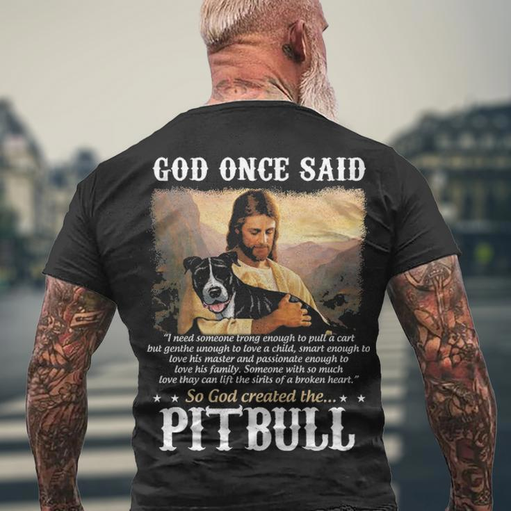 God And Pitbull Dog God Created The Pitbull Men's T-shirt Back Print Gifts for Old Men