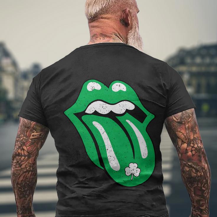 Green Lips Tongue Irish Shamrock St Patricks Day Gift Men's Crewneck Short Sleeve Back Print T-shirt Gifts for Old Men