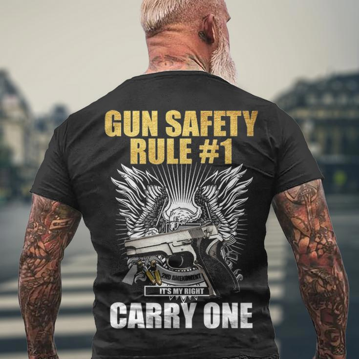 Gun Safety V2 Men's Crewneck Short Sleeve Back Print T-shirt Gifts for Old Men