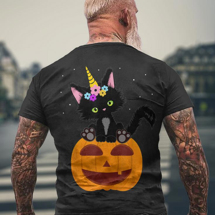 Halloween Unicorn Cat Black Pumpkin Scary Costume Girls Kids Men's T-shirt Back Print Gifts for Old Men