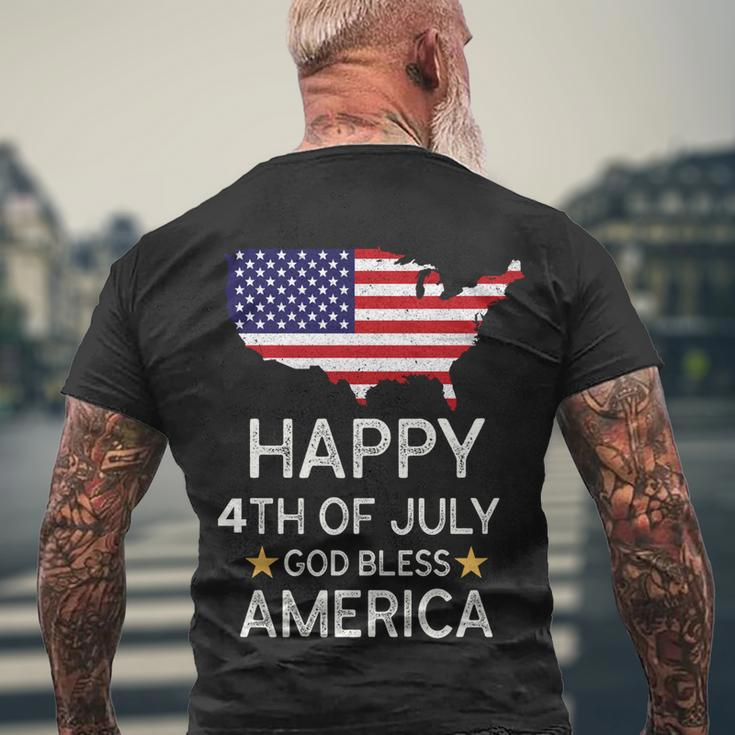 Happy 4Th Of July Independence Day God Bless America Gift Men's Crewneck Short Sleeve Back Print T-shirt Gifts for Old Men