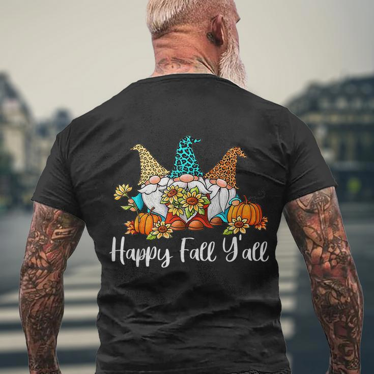 Happy Fall Yall Tshirt Gnome Leopard Pumpkin Autumn Gnomes Men's T-shirt Back Print Gifts for Old Men