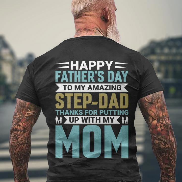 Happy Fathers Day To My Amazing Step Men's Crewneck Short Sleeve Back Print T-shirt Gifts for Old Men