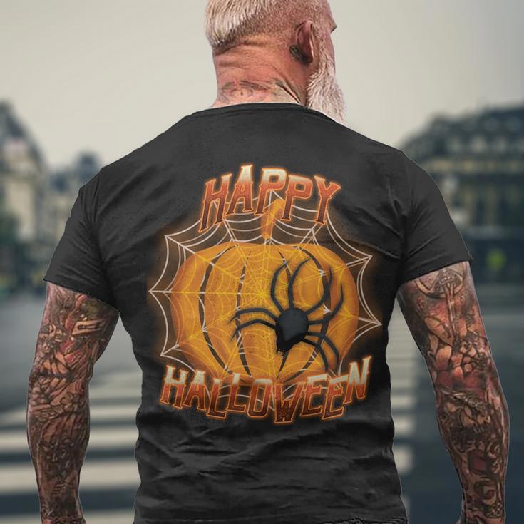 Happy Halloween Spiderweb Pumpkin Men's Crewneck Short Sleeve Back Print T-shirt Gifts for Old Men