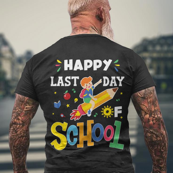 Happy Last Day Of School Cute Gift Men's Crewneck Short Sleeve Back Print T-shirt Gifts for Old Men