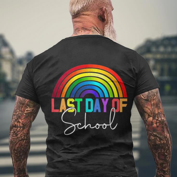 Happy Last Day Of School Teacher Student Graduation Rainbow Gift Men's Crewneck Short Sleeve Back Print T-shirt Gifts for Old Men