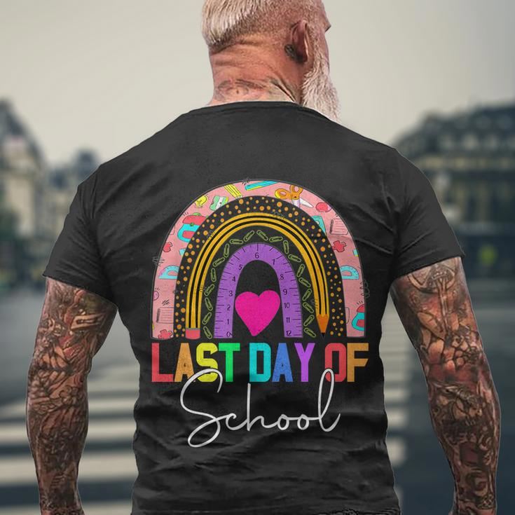Happy Last Day Of School Teacher Student Graduation Rainbow Gift V3 Men's Crewneck Short Sleeve Back Print T-shirt Gifts for Old Men