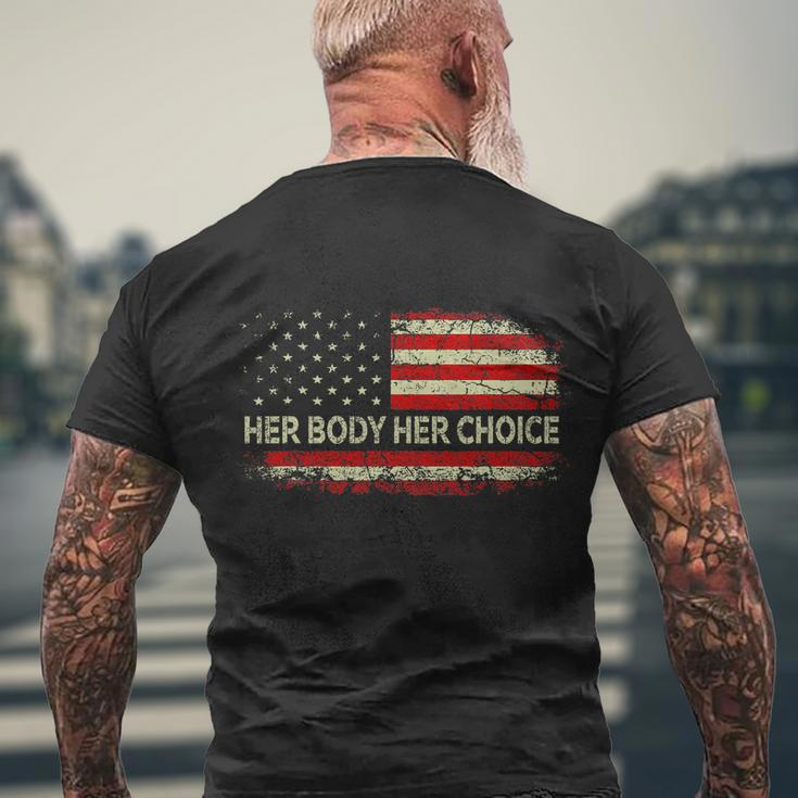 Her Body Her Choice American Us Flag Reproductive Rights Men's Crewneck Short Sleeve Back Print T-shirt Gifts for Old Men