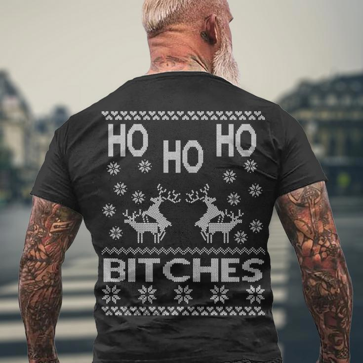 Ho Ho Ho Bitches X-Mas Ugly Christmas Men's Crewneck Short Sleeve Back Print T-shirt Gifts for Old Men