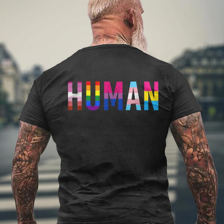 Human Lgbt Flag Gay Pride Month Transgender Rainbow Lesbian Tshirt Men's Crewneck Short Sleeve Back Print T-shirt Gifts for Old Men