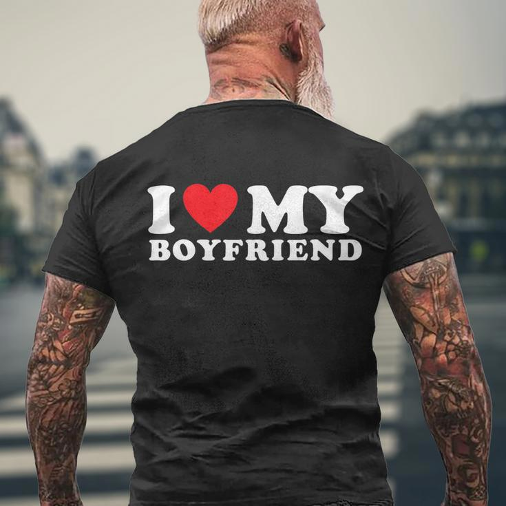 I Love My Boyfriend I Heart My Boyfriend Bf Tshirt Men's Crewneck Short Sleeve Back Print T-shirt Gifts for Old Men
