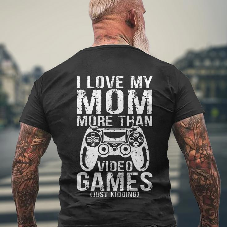 I Love My Mom Video Gamer Valentines Day For Boys Kids Teen Men's Crewneck Short Sleeve Back Print T-shirt Gifts for Old Men