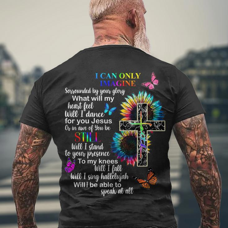 I Only Can Imagine Faith Christian Jesus God Tshirt Men's Crewneck Short Sleeve Back Print T-shirt Gifts for Old Men